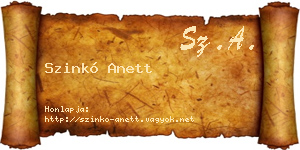 Szinkó Anett névjegykártya